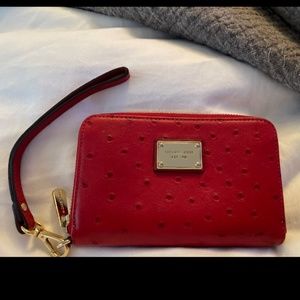 Red Michael Kors wristlet wallet